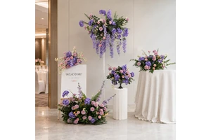 Wholesale Foam Silk Artificial Flowers Wisteria Purple Wedding Decor DIY Wedding Table Centerpiece Arrangement