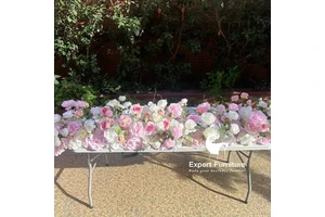 Artificial Silk Rose Flower Table Wedding Party Decor Flower Runner Centerpieces Wedding