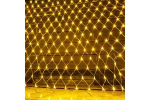 Outdoor Party Festival IP65 Rated PVC Led Fairy String Mesh Net Lights 8 Lighting Modes Warm White Christmas Wedding Decoration