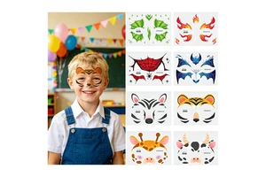 Hot Selling DIY Children Cute Animal Makeup Face Mask Tattoos Carnival Party Paint Temporary Face Tattoos Stickers for Kids
