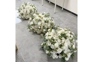 Wedding Table Decoration Centerpiece Flowers 80cm White Flower Ball With Greenery