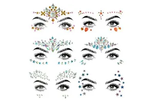 Face Jewels Rhinestone Rave Gem Glitter Bling Crystal Birthday Eyes Temporary Tattoos Stickers for Music Festival Party