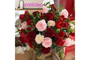 EV New Design Custom Centerpieces Luxury Wedding Flower Ball Table Flower 50cm Big Size Red Green Handmade Flower Arrangements