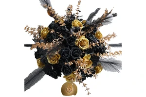 Gothic-style Black-and-gold Wedding Table Arrangements, Artificial Flower Ball Wedding Aisle Decorations and Party Decorations