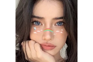 Creative Cute Face Stickers Rainbow and Cloud Disposable Tattoos Stencil Festive Atmosphere Fake Tattoo Temporary Tattoo Sticker