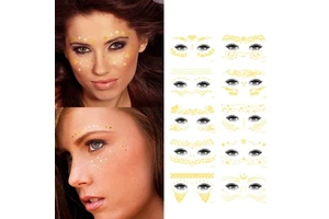 Jiangmei Little Stars Face Freckle Makeup Stickers 3D Temporary Tattoo Sticker Gold Stamping Masquerade Party 150x105mm 1pc/opp