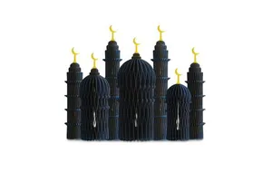 Ramadan Honeycomb Paper Foldable Eid Table Centerpieces Decoration Set with Glitter Edge 2026 Ramadan Mubarak Islamic Decor