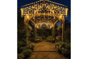 33FT400 LED Weather-Resistant Waterproof Energy-Efficient IP44 Christmas Lights 8 Modes 75 Drops Clear Wire Indoor/Outdoor Decor