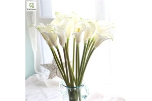 High Quality Large Real Touch Calla Lily PU Artificial Flowers White Wedding Party Home Decoration Table Center Piece