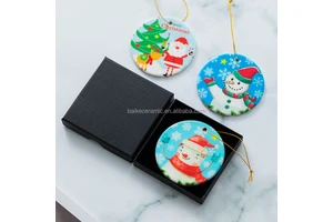 Factory Wholesale Ceramic Christmas Tree Hanging Ornaments Customizable Blanks UV Printing Festival Customized Color Shape