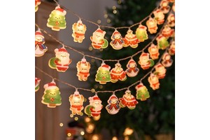 New Cross-Border Waterproof LED Christmas Lights String Santa Claus Snowman Tree Window Decoration Flashing Holiday Lights