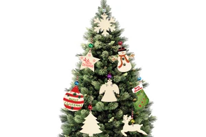 Christmas Tree Hanging Ornaments DIY Colours Wooden Cutouts Rustic Christmas Decorations for Party Handmade Wooden Decorations