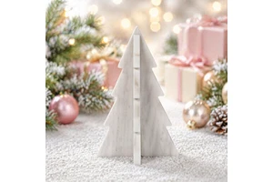 Handcrafted White Marble Christmas Tree Set Elegant Holiday Tabletop Decoration Modern Festive Home Ornament For Winter Seasonal