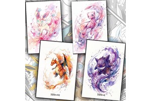 PY Pokemoned Party Supplies Pikachuu Character Diy Christmas Board Game Blind Box Rayquaza ArtBoard Collection Card Kids Gift