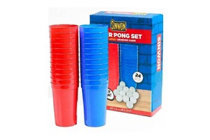Reusable Beer Pong Pack with 24 Cups & Balls Drinking Game Beer Pong SET