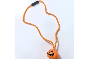 Discounted Bulk Halloween Lights up Pumpkin Bead Necklace for Halloween Party Gift Supplies