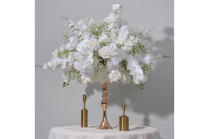 Hot Sale High Quality Modern Silk White Hanging Roses Artificial Large Table Flower Centerpieces for Wedding