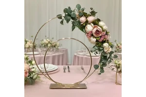 Wedding Party Decoration Table Centerpiece Modern Gold Metal Artificial Round Flower Stand