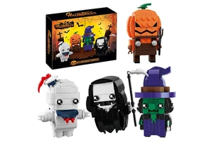CAYI 2026 Halloween Brick Heads Building Block Sets Halloween Decoration Building Brick Ghost Death Compatible Halloween Toy