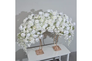 G181Wholesale Custom-Size White Artificial Rose Floral Centerpieces Tall Wedding Table Decoration Flower Arrangement for Event