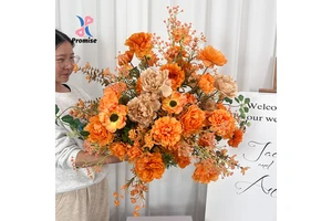 Custom-made Realistic Handmade Artificial Silk Orange Flower Ball Wedding Birthday Events Table Centerpieces Long-lasting