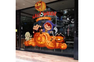 Custom High Quality Waterproof All Hallows' Day Halloween Festival Ghost Pumpkin Cat Bat Decoration Window Vinyl Stickers