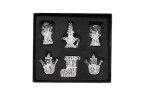 Factory Sale Set of 6 clear Spinning Glass Handmade Christmas Ornaments Angel, Boot ,snowmen