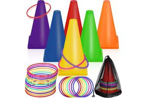 MYT Plastic Cones Ring Toss Combo Set Outdoor Carnival Games Kids Adults Birthday Party Throwing Backyard Lawn Game (26Pcs)