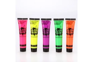 10ml Body Painting Supplies UV Face Paint Tube Liquid Glow in Dark Face Painting Face Body Paint Fluorescent Shine for Halloween