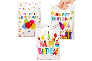 30Pcs Star Print Plastic Party Favor Bags with Handles Kids Birthday Goodie Bags for Candy Boys Girls Party Packaging Supplies