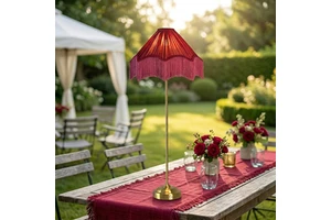 60CM Nordic Modern LED Rechargeable Cordless Table Lamp Battery Operated Fabric Flower Lampshade Home Decor Wedding Decoration