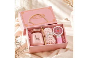 Business Gift Box Set Spa Care Package Cup Gift Hamper With Ceramic Mug Soft Towel Handy Fan For Women Event Favors And PR Gifts