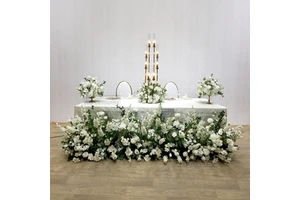 GNWWedding Decoration Supplies Custom Color Silk Wedding Floral Table Runner and Flower Ball Table Artificial Flowers Decoration