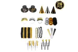 Gold Tycoon Party Favors Set with Cone Hats and Glasses, DIY Billionaire Costume Accessories Kit for New Year Eve