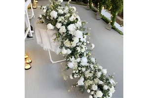 Flower Table Runner Weddings Modern European Style Professional Decorative Row Centerpiece Artificial Flower Rose Flower Runner