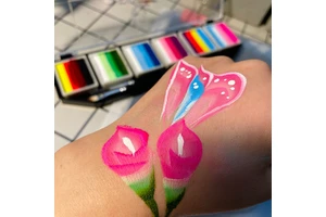Professional Halloween Party Body Painting Kit Rainbow Watercolor Split Cake Palette Stencils Face Paint for Costume & Makeup