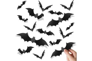 Bats Halloween Decorations Party Supplies Realistic PVC 3D Black Scary Bat Stickers for Halloween Party Decorations