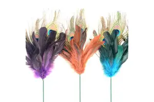 Decorative Flower Wire Stem Feather Floral Pick For Floral Arrangement Supply Wedding Party Holiday Vase Home Decor