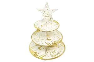 Damai Ramadan Party 3 Tier Cupcake Stand Decoration Eid Mubarak Moon Star Castle Deco Dessert Snack Holder for Kid Festival Home