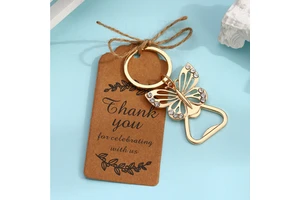Rhinestones Butterfly Organza Bag Key Chain Favor Gift Set Wedding Thanksgiving Happy Birthday Festive Party Gifts Souvenir