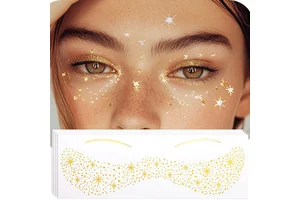 Gold Glitter Freckles Face Tattoos Cute Star Temporary Tattoo Sticker Long Lasting Sweatproof Eyeshadow Patches Made Paper