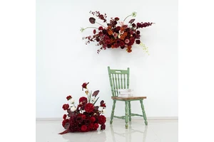 New Arrival Silk Hydrangea Flower Ball Aisle Wedding Decoration Red Burgundy Artificial Rose Flower Centerpieces Table Decor