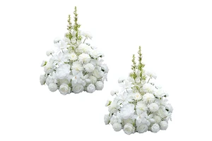 A9020 2pcs White Floral Arrangement Table Centerpieces Wedding Reception Aisle Decor
