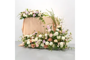 Modern Design J&M Silk Artificial Flower Set Wedding Christmas Home Decoration Floor Row Strip Dining Table Durable Handmade