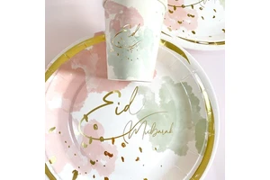 Islamic Party Decor Ramadan Kareem Eid Al Adha Gifts Supplies Ramadan Decoration Eid Mubarak Tableware Paper Plates Cups