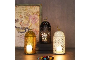 Handmade Muslim Iron Hanging Candle Holder for Ramadan and Eid Decorations Islamic Table Ornaments and Supplies