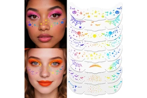 Halloween Laser Glitter Children Face Tattoo Patch Sticker Body Temporary Tattoo Makeup Face Stickers Decals Decorations