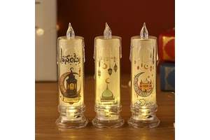 Ramadan LED Crystal Digital Candle Small Desktop Ornaments for Party Decorations Eid Mubarak Supplies