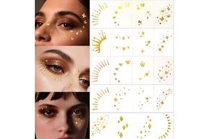 Glitter Gold Face Makeup Instant Freckles Paper Stickers Party Makeup Eye Corner Temporary Tattoo Sticker