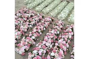 200CM Customized Pink Wedding Table Centerpiece Rose Flowers Wedding Flowers Arrangement Decoration Flower Ball Table Runner